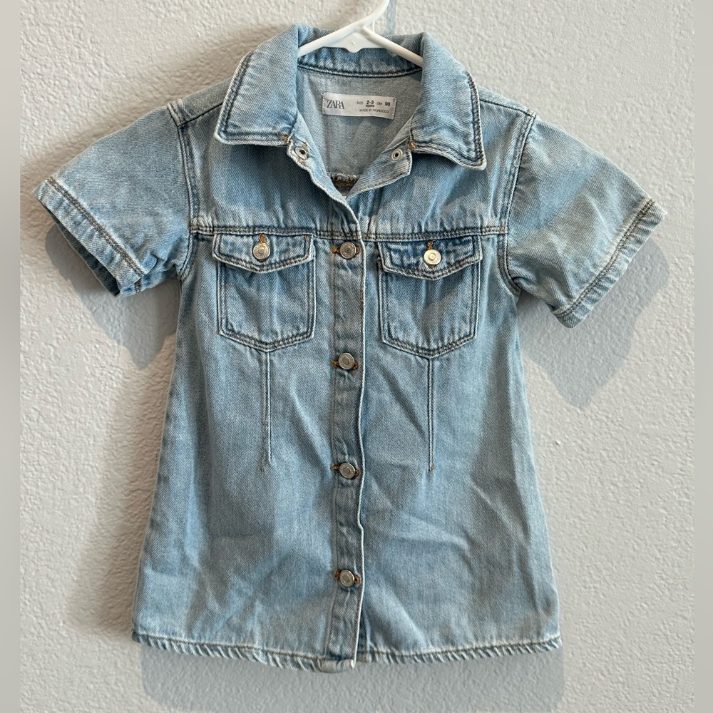 Zara Light Blue Denim Shirt Dress